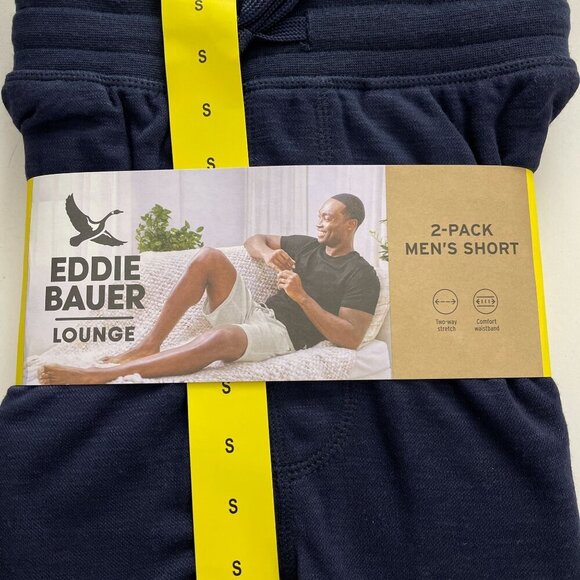 NEW Eddie Bauer Mens S Lounge Shorts 2-Pack Modal/Polyester Blend Navy & Gray - Picture 3 of 7